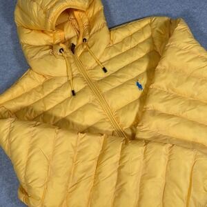 Polo Ralph Lauren Recycled‎ Nylon-terra Hood Coat Mens Medium Yellow Packable